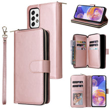 Load image into Gallery viewer, 9 Card Slots Zipper Wallet Bag Leather Phone Case, For Xiaomi Redmi Note 11S, For Samsung Galaxy A23