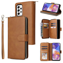 Load image into Gallery viewer, 9 Card Slots Zipper Wallet Bag Leather Phone Case, For Xiaomi Redmi Note 11S, For Samsung Galaxy A23