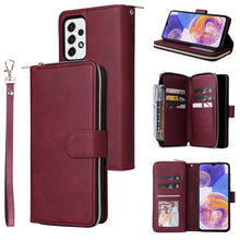Load image into Gallery viewer, 9 Card Slots Zipper Wallet Bag Leather Phone Case, For Xiaomi Redmi Note 11S, For Samsung Galaxy A23