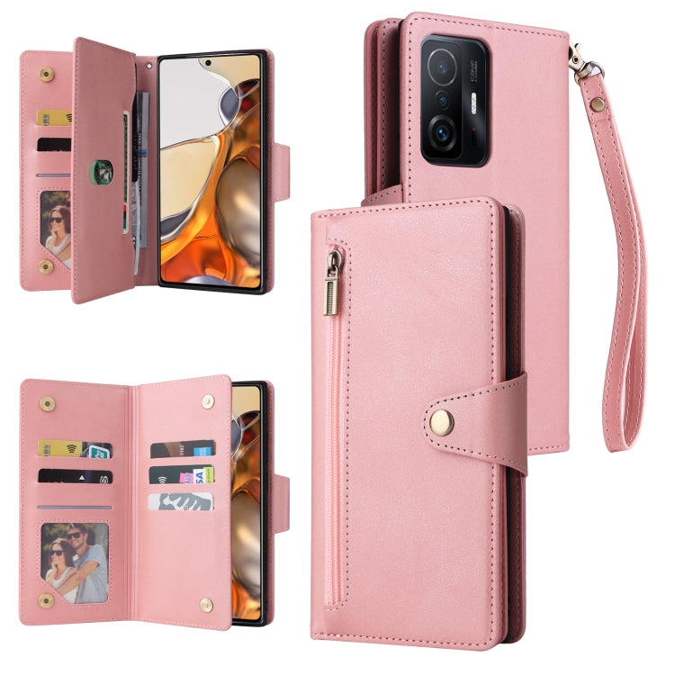 Rivet Buckle 9 Cards Three Fold Leather Phone Case, For OnePlus Nord N10 5G, For Samsung Galaxy Note20, For OnePlus 10 Pro 5G, For Samsung Galaxy A23 4G, For Xiaomi 11T
