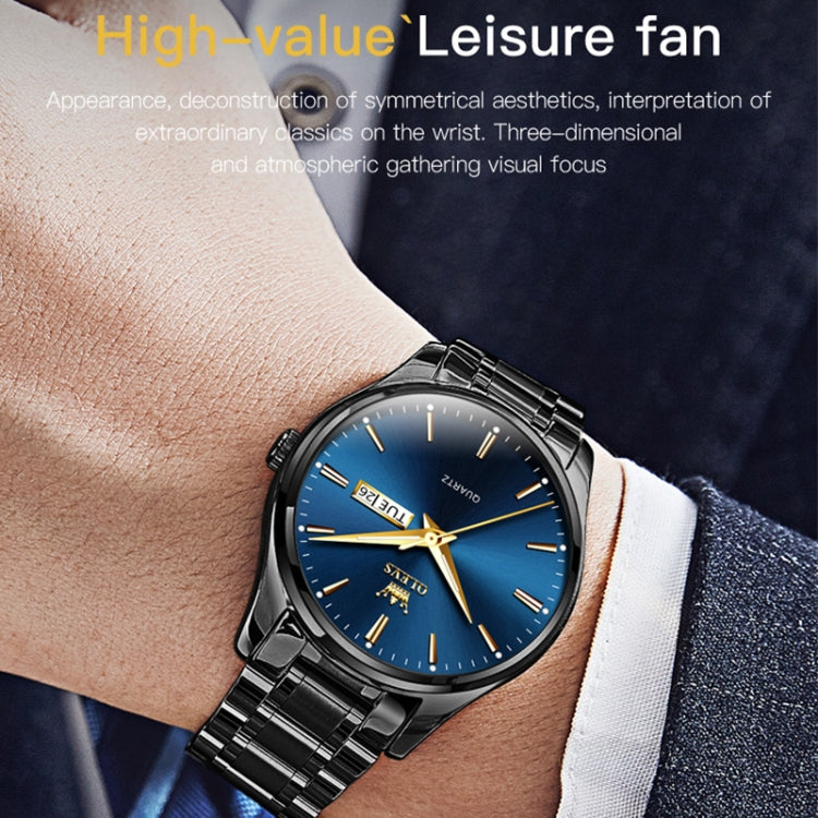 OLEVS 6898 Men Waterproof Luminous Steel Watch Band Quartz Watch