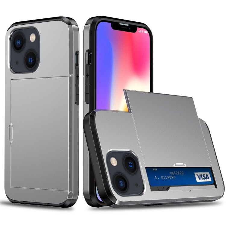 Shockproof Armor Protective Phone Case with Slide Card Slot, For iPhone 14, For iPhone 14 Plus, For iPhone 14 Pro, For iPhone 14 Pro Max