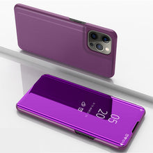 Load image into Gallery viewer, Plated Mirror Horizontal Flip Leather Phone Case with Holder, For iPhone 14, For iPhone 14 Plus, For iPhone 14 Pro