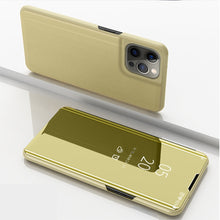 Load image into Gallery viewer, Plated Mirror Horizontal Flip Leather Phone Case with Holder, For iPhone 14, For iPhone 14 Plus, For iPhone 14 Pro