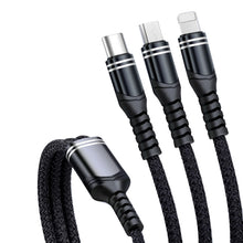 Load image into Gallery viewer, 6A 66W 3 in 1 USB to 8 Pin + Micro USB + USB-C / Type-CFast Charging Braided Data Cable, USB to 8 Pin+Micro USB+Type-C
