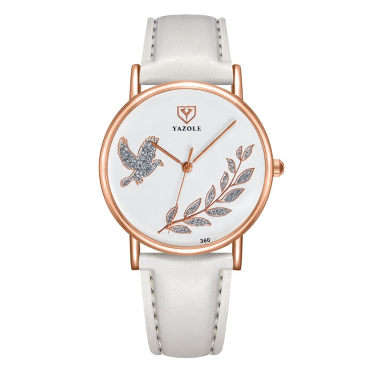 YAZOLE 360 Leather Band Dove of Peace Diamond Lady Watch