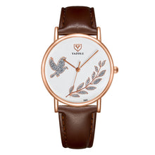 Load image into Gallery viewer, YAZOLE 360 Leather Band Dove of Peace Diamond Lady Watch