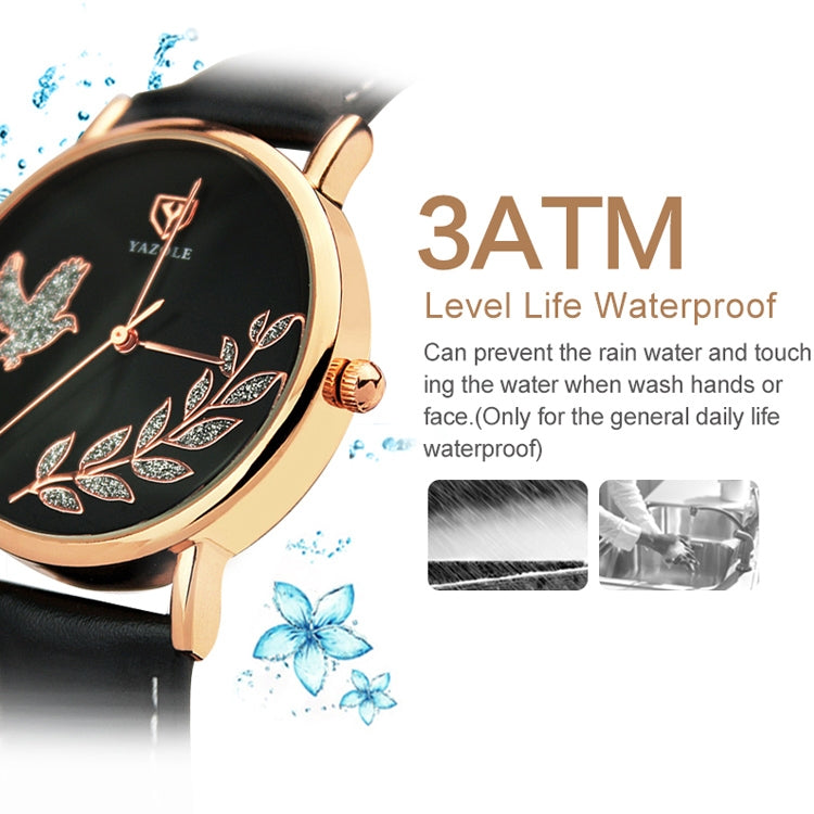 YAZOLE 360 Leather Band Dove of Peace Diamond Lady Watch