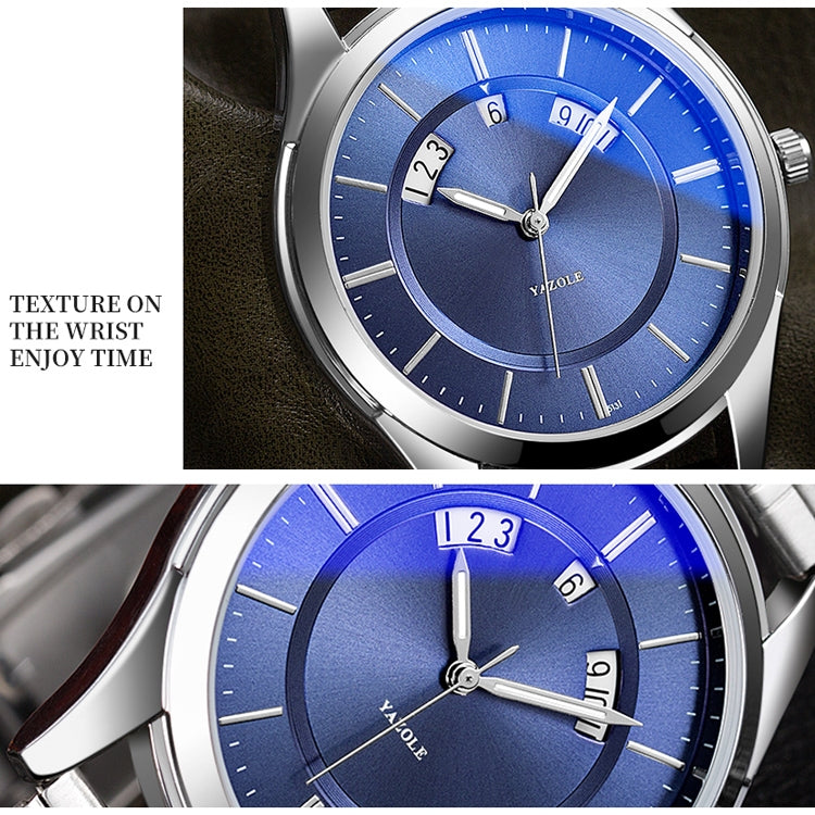 YAZOLE 513 Steel Band Calendar Waterproof Quartz Watch