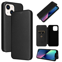 Load image into Gallery viewer, Carbon Fiber Texture Magnetic Flip Leather Phone Case, For iPhone 14, For iPhone 14 Plus, For iPhone 14 Pro, For iPhone 14 Pro Max
