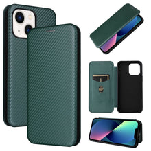 Load image into Gallery viewer, Carbon Fiber Texture Magnetic Flip Leather Phone Case, For iPhone 14, For iPhone 14 Plus, For iPhone 14 Pro, For iPhone 14 Pro Max
