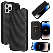 Load image into Gallery viewer, Carbon Fiber Texture Magnetic Flip Leather Phone Case, For iPhone 14, For iPhone 14 Plus, For iPhone 14 Pro, For iPhone 14 Pro Max