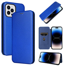 Load image into Gallery viewer, Carbon Fiber Texture Magnetic Flip Leather Phone Case, For iPhone 14, For iPhone 14 Plus, For iPhone 14 Pro, For iPhone 14 Pro Max