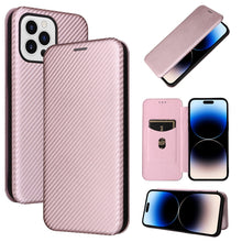 Load image into Gallery viewer, Carbon Fiber Texture Magnetic Flip Leather Phone Case, For iPhone 14, For iPhone 14 Plus, For iPhone 14 Pro, For iPhone 14 Pro Max