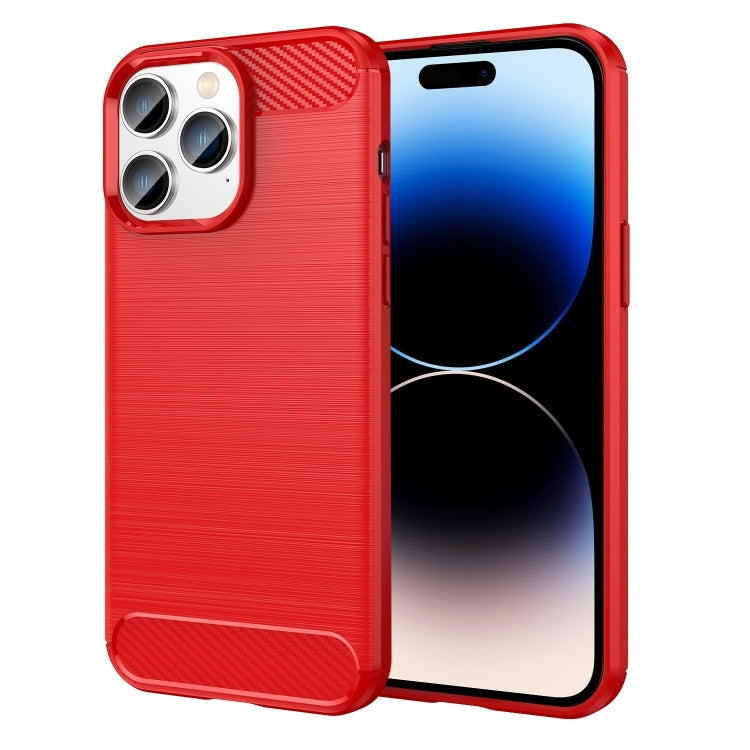 Brushed Texture Carbon Fiber TPU Phone Case, For iPhone 14, For iPhone 14 Pro, For iPhone 14 Pro Max, For iPhone 14 Plus