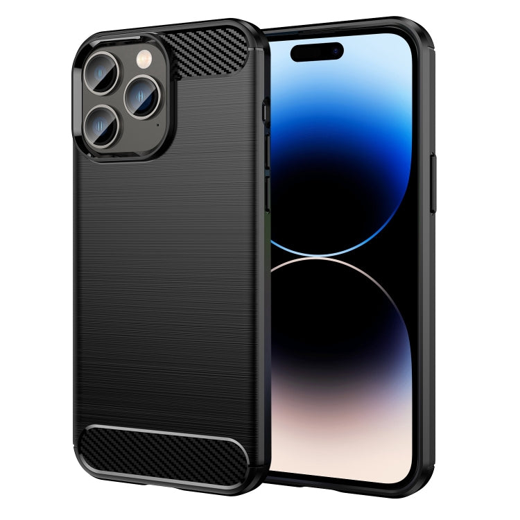 Brushed Texture Carbon Fiber TPU Phone Case, For iPhone 14, For iPhone 14 Pro, For iPhone 14 Pro Max, For iPhone 14 Plus