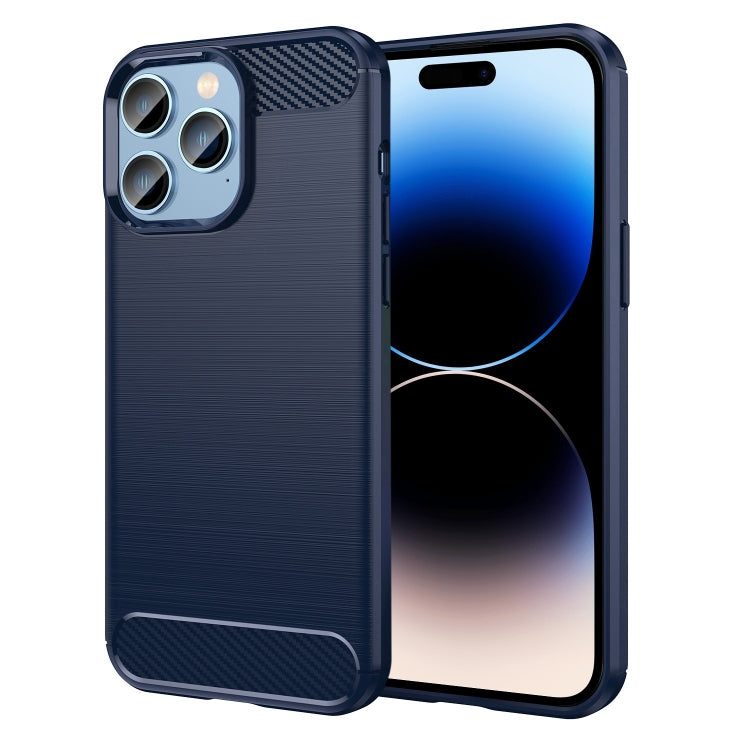 Brushed Texture Carbon Fiber TPU Phone Case, For iPhone 14, For iPhone 14 Pro, For iPhone 14 Pro Max, For iPhone 14 Plus
