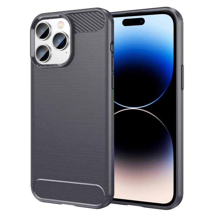 Brushed Texture Carbon Fiber TPU Phone Case, For iPhone 14, For iPhone 14 Pro, For iPhone 14 Pro Max, For iPhone 14 Plus