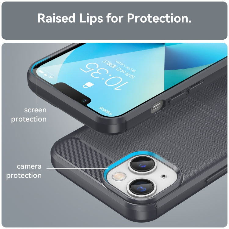 Brushed Texture Carbon Fiber TPU Phone Case, For iPhone 14, For iPhone 14 Pro, For iPhone 14 Pro Max, For iPhone 14 Plus