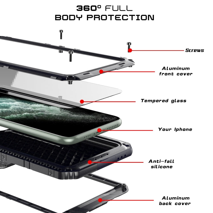 Dustproof Shockproof Waterproof Silicone + Metal Protective Case, For iPhone 11 Pro Max