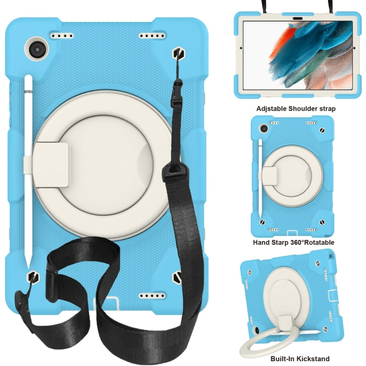 Silicone + PC Full Body Protection Tablet Case With Holder & Strap, For Samsung Galaxy Tab A8 10.5 2021, For iPad 10.2 2019/10.2 2020/10.2 2021, For iPad 9.7 2018, For iPad Pro 11 2020/Pro 11 2018/Air 2020/Air 2022