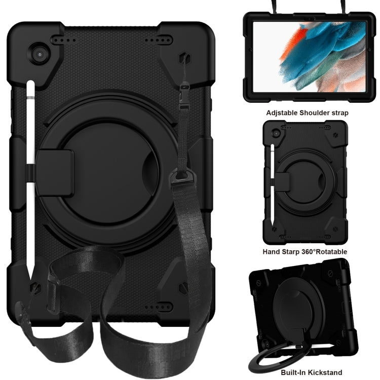 Silicone + PC Full Body Protection Tablet Case With Holder & Strap, For Samsung Galaxy Tab A8 10.5 2021, For iPad 10.2 2019/10.2 2020/10.2 2021, For iPad 9.7 2018, For iPad Pro 11 2020/Pro 11 2018/Air 2020/Air 2022