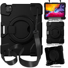 Load image into Gallery viewer, Silicone + PC Full Body Protection Tablet Case With Holder &amp; Strap, For Samsung Galaxy Tab A8 10.5 2021, For iPad 10.2 2019/10.2 2020/10.2 2021, For iPad 9.7 2018, For iPad Pro 11 2020/Pro 11 2018/Air 2020/Air 2022