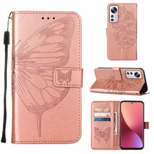 Load image into Gallery viewer, Embossed Butterfly Leather Phone Case, For Xiaomi 12 Lite, For Xiaomi Redmi Note 11T Pro, For Xiaomi Poco M4 5G