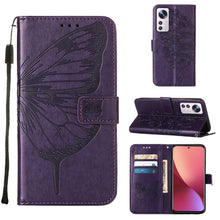Load image into Gallery viewer, Embossed Butterfly Leather Phone Case, For Xiaomi 12 Lite, For Xiaomi Redmi Note 11T Pro, For Xiaomi Poco M4 5G