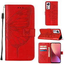 Load image into Gallery viewer, Embossed Butterfly Leather Phone Case, For Xiaomi 12 Lite, For Xiaomi Redmi Note 11T Pro, For Xiaomi Poco M4 5G