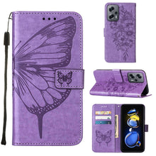 Load image into Gallery viewer, Embossed Butterfly Leather Phone Case, For Xiaomi 12 Lite, For Xiaomi Redmi Note 11T Pro, For Xiaomi Poco M4 5G