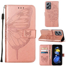 Load image into Gallery viewer, Embossed Butterfly Leather Phone Case, For Xiaomi 12 Lite, For Xiaomi Redmi Note 11T Pro, For Xiaomi Poco M4 5G