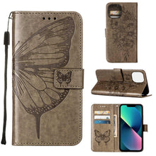 Load image into Gallery viewer, Embossed Butterfly Leather Phone Case, For iPhone 14, For iPhone 14 Plus, For iPhone 14 Pro, For iPhone 14 Pro Max
