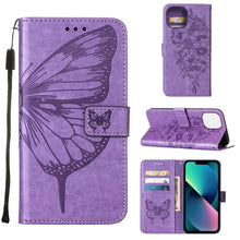 Load image into Gallery viewer, Embossed Butterfly Leather Phone Case, For iPhone 14, For iPhone 14 Plus, For iPhone 14 Pro, For iPhone 14 Pro Max