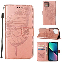 Load image into Gallery viewer, Embossed Butterfly Leather Phone Case, For iPhone 14, For iPhone 14 Plus, For iPhone 14 Pro, For iPhone 14 Pro Max