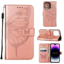 Load image into Gallery viewer, Embossed Butterfly Leather Phone Case, For iPhone 14, For iPhone 14 Plus, For iPhone 14 Pro, For iPhone 14 Pro Max