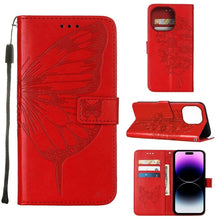 Load image into Gallery viewer, Embossed Butterfly Leather Phone Case, For iPhone 14, For iPhone 14 Plus, For iPhone 14 Pro, For iPhone 14 Pro Max