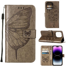 Load image into Gallery viewer, Embossed Butterfly Leather Phone Case, For iPhone 14, For iPhone 14 Plus, For iPhone 14 Pro, For iPhone 14 Pro Max