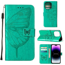Load image into Gallery viewer, Embossed Butterfly Leather Phone Case, For iPhone 14, For iPhone 14 Plus, For iPhone 14 Pro, For iPhone 14 Pro Max