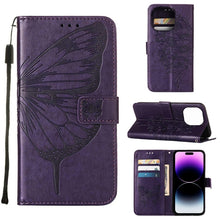 Load image into Gallery viewer, Embossed Butterfly Leather Phone Case, For iPhone 14, For iPhone 14 Plus, For iPhone 14 Pro, For iPhone 14 Pro Max