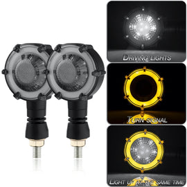PE-ZSD-174 Motorcycle Flashing Rotation Mode LED Two-color Modified Round Turn Signal Light
