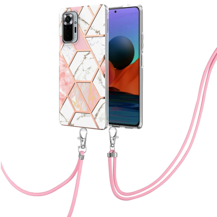 Electroplating Splicing Marble TPU Phone Case with Lanyard, For Xiaomi Redmi Note 10 Pro Max/Note 10 pro, For Xiaomi Redmi Note 10s/Note 10 4G, For Xiaomi Redmi Note 11 5G China/Poco M4 Pro 5G/Note 11T 5G India