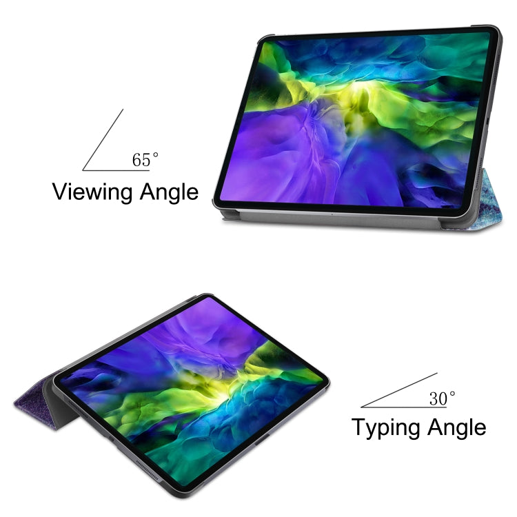 Custer Painted TPU Smart Tablet Leather Case with Sleep Function & Tri-Fold Bracket & Pen Slot, For iPad Pro 11 inch 2020