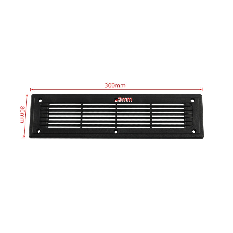 A6792 300x80mm Black Straight Louvered Ventilation Plastic Venting Panel Cover, 300x80mm