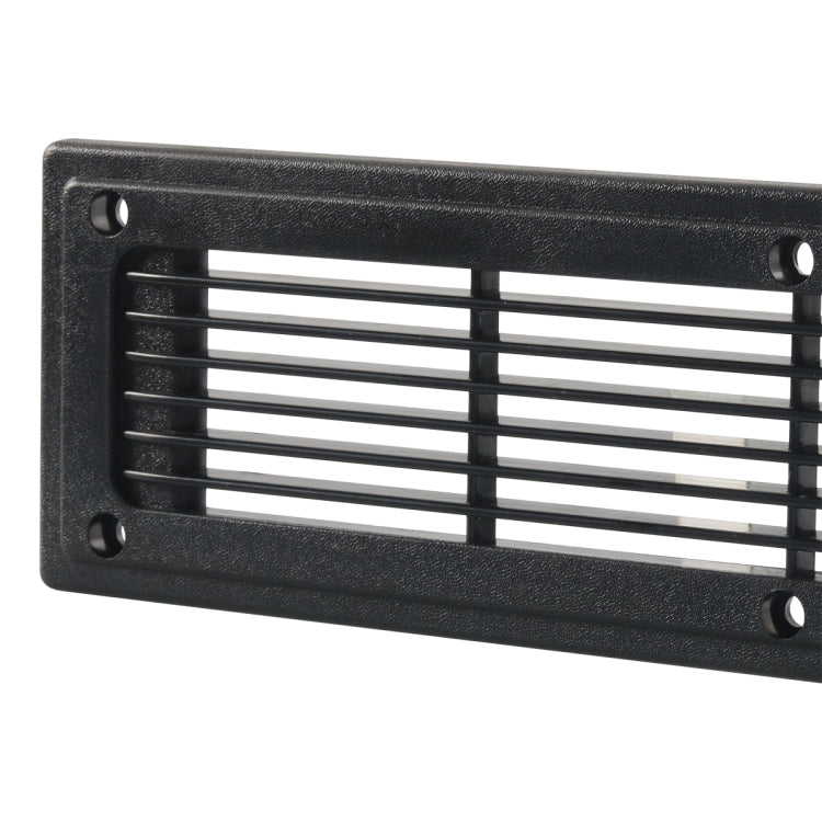 A6792 300x80mm Black Straight Louvered Ventilation Plastic Venting Panel Cover, 300x80mm