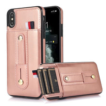 Load image into Gallery viewer, Wristband Kickstand Wallet Leather Phone Case, For iPhone 11 Pro Max, For iPhone X / XS, For iPhone XR, For iPhone XS Max, For iPhone SE 2022 / 2020 / 8 / 7, For iPhone 7 Plus / 8 Plus