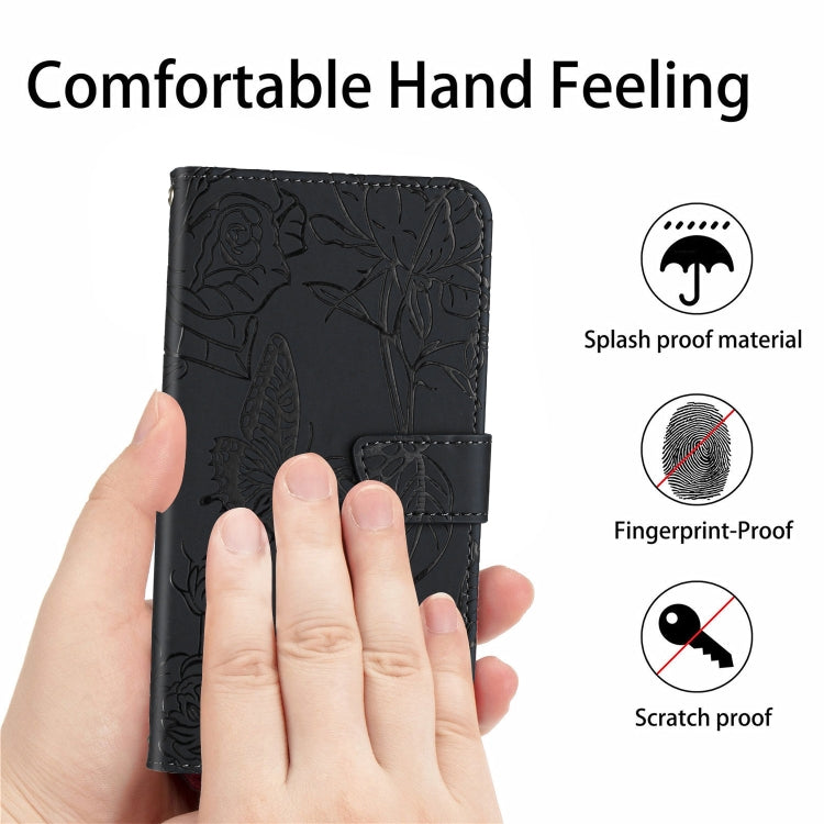 Skin Feel Butterfly Peony Embossed Leather Phone Case, For Xiaomi Poco F4 5G, For Xiaomi Poco X4 GT