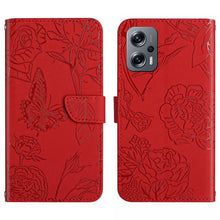 Load image into Gallery viewer, Skin Feel Butterfly Peony Embossed Leather Phone Case, For Xiaomi Poco F4 5G, For Xiaomi Poco X4 GT