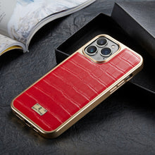 Load image into Gallery viewer, Crocodile Texture Electroplating PU Phone Case, For iPhone 13, For iPhone 13 Pro, For iPhone 13 Pro Max, For iPhone 12 / 12 Pro, For iPhone 12 Pro Max