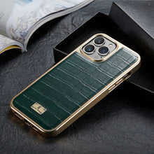 Load image into Gallery viewer, Crocodile Texture Electroplating PU Phone Case, For iPhone 13, For iPhone 13 Pro, For iPhone 13 Pro Max, For iPhone 12 / 12 Pro, For iPhone 12 Pro Max